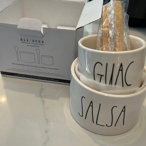 Rae Dunn SALSA & GUAC Bowl and Spoon Set